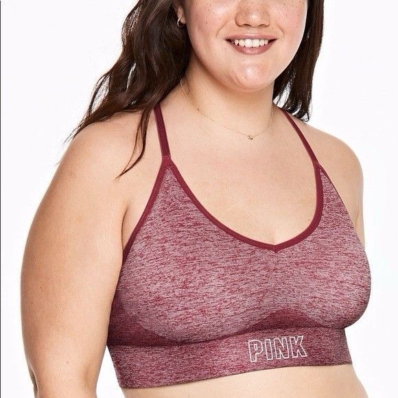 Victoria's Secret PINK Seamless Racerback Sports Bra in Red Size M EUC!!! - Picture 1 of 5